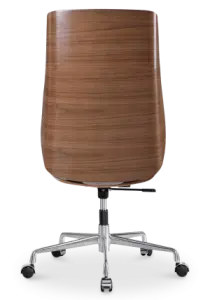 Bureaustoel Charles Wit Leer, Walnoot Hout