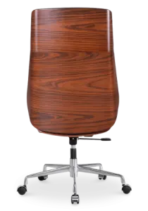 Bureaustoel Charles Zwart Leer, Palissander Hout