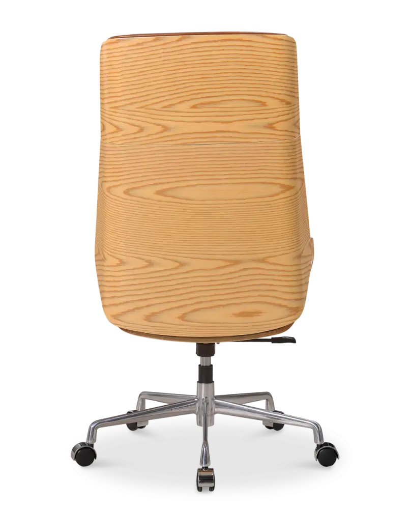 Bureaustoel Charles Cognac Leer, Essen Hout