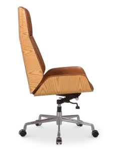 Bureaustoel Charles Cognac Leer, Essen Hout