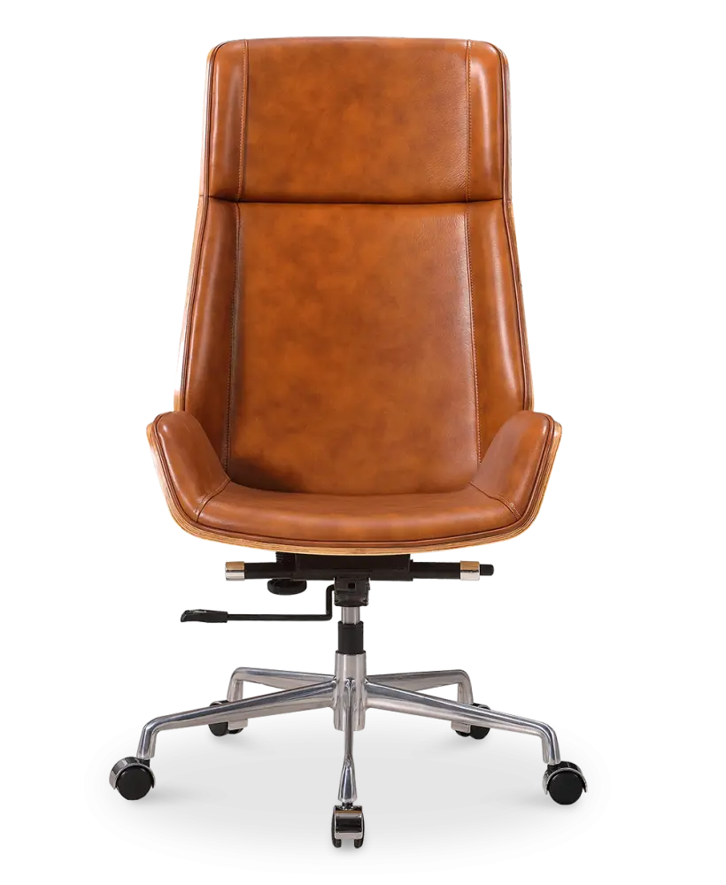 Bureaustoel Charles Cognac Leer, Essen Hout