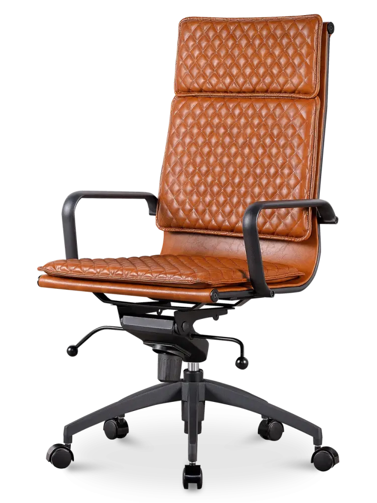 Diamond Softpad Bureaustoel Cognac | Hoge Rug