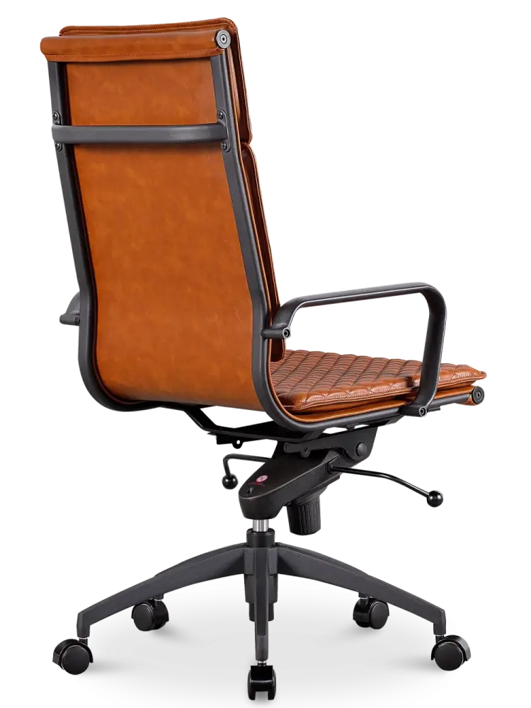 Diamond Softpad Bureaustoel Cognac | Hoge Rug