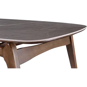 Eettafel Japandi Deens Ovaal Antraciet Keramiek | Walnoot Onderstel
