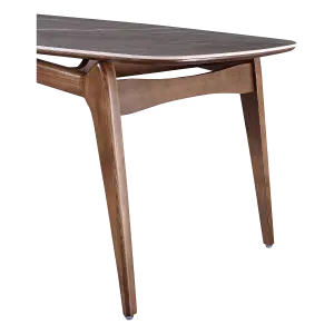 Eettafel Japandi Deens Ovaal Antraciet Keramiek | Walnoot Onderstel