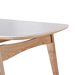 Eettafel Japandi Deens Ovaal Wit Keramiek | Naturel Onderstel