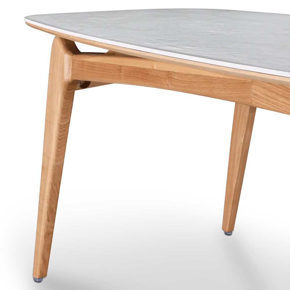 Eettafel Japandi Deens Ovaal Wit Keramiek | Naturel Onderstel