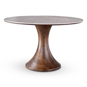 Ronde Tulip Eettafel Antraciet Keramiek | Walnoot Onderstel