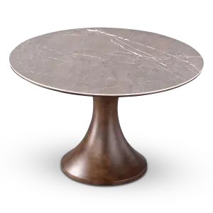 Ronde Tulip Eettafel Antraciet Keramiek | Walnoot Onderstel