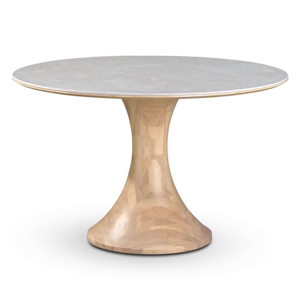 Ronde Tulip Eettafel Wit Keramiek | Naturel Onderstel