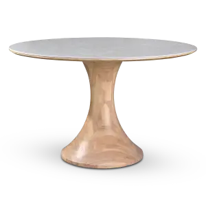 Ronde Tulip Eettafel Wit Keramiek | Naturel Onderstel