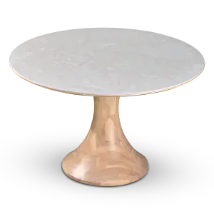 Ronde Tulip Eettafel Wit Keramiek | Naturel Onderstel