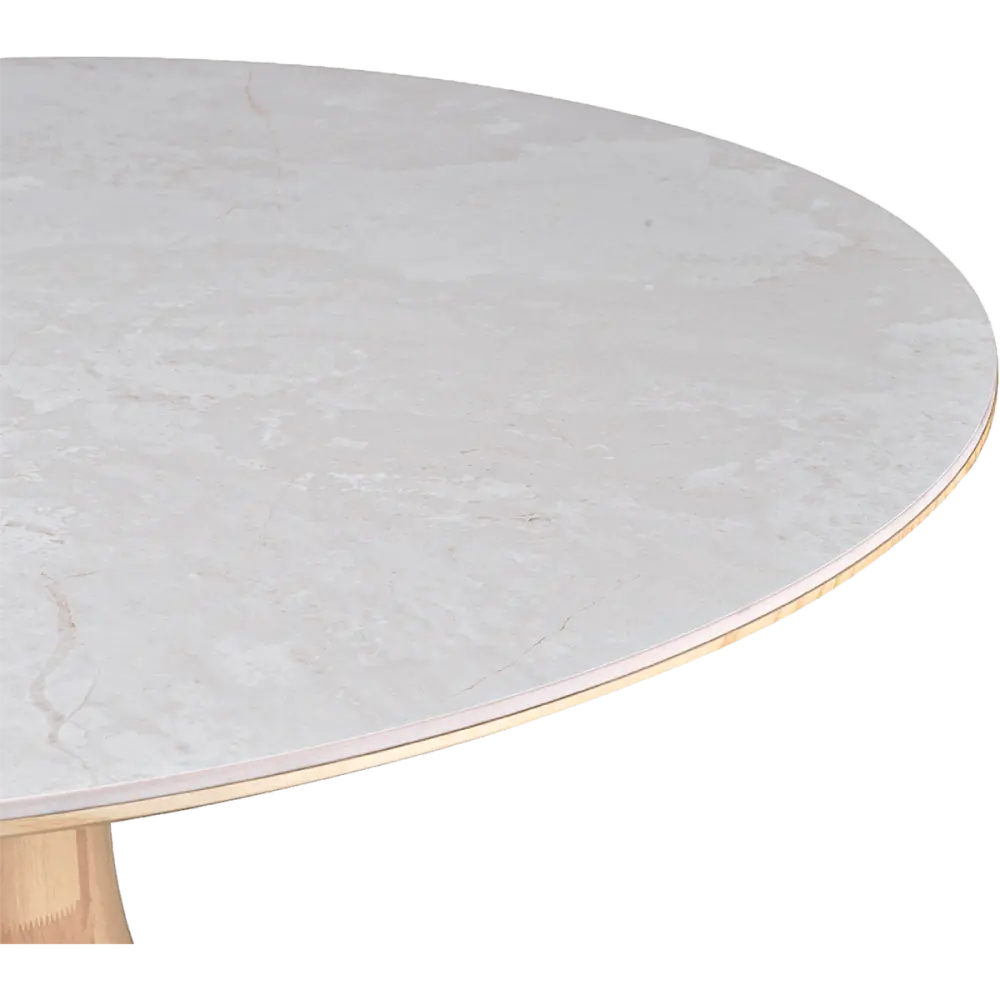 Ronde Tulip Eettafel Wit Keramiek | Naturel Onderstel