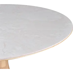 Ronde Tulip Eettafel Wit Keramiek | Naturel Onderstel