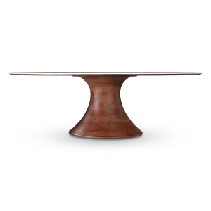 Ovale Tulip Eettafel | Antraciet Keramiek | Walnoot Onderstel