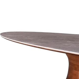 Ovale Tulip Eettafel | Antraciet Keramiek | Walnoot Onderstel