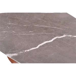 Ovale Tulip Eettafel | Antraciet Keramiek | Walnoot Onderstel