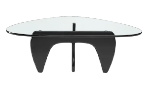 Japandi Salontafel Sabi | Glazen Blad | Zwart Onderstel