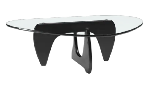 Japandi Salontafel Sabi | Glazen Blad | Zwart Onderstel