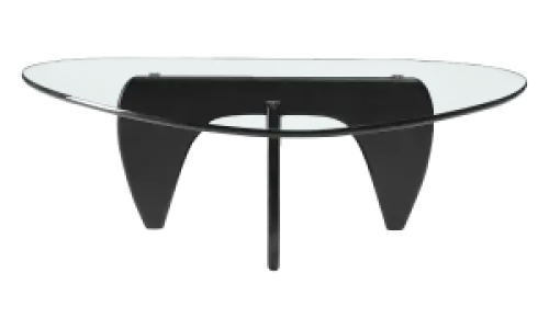 Japandi Salontafel Sabi | Glazen Blad | Zwart Onderstel