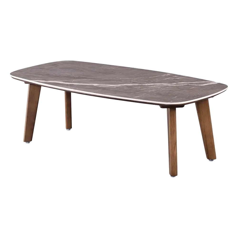 Salontafel Baron Deens Ovaal Antraciet Keramiek | Walnoot Poten