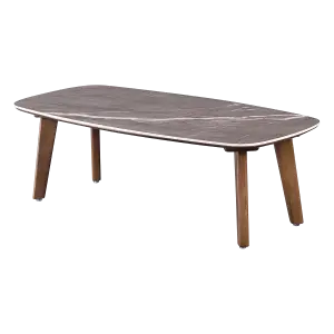 Salontafel Baron Deens Ovaal Antraciet Keramiek | Walnoot Poten