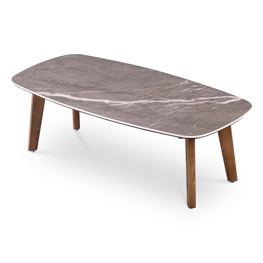 Salontafel Baron Deens Ovaal Antraciet Keramiek | Walnoot Poten