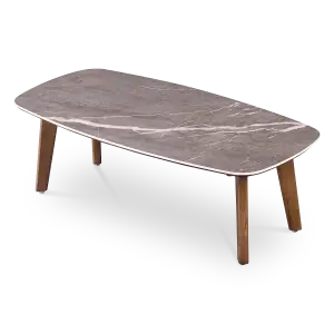 Salontafel Baron Deens Ovaal Antraciet Keramiek | Walnoot Poten