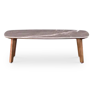 Salontafel Baron Deens Ovaal Antraciet Keramiek | Walnoot Poten