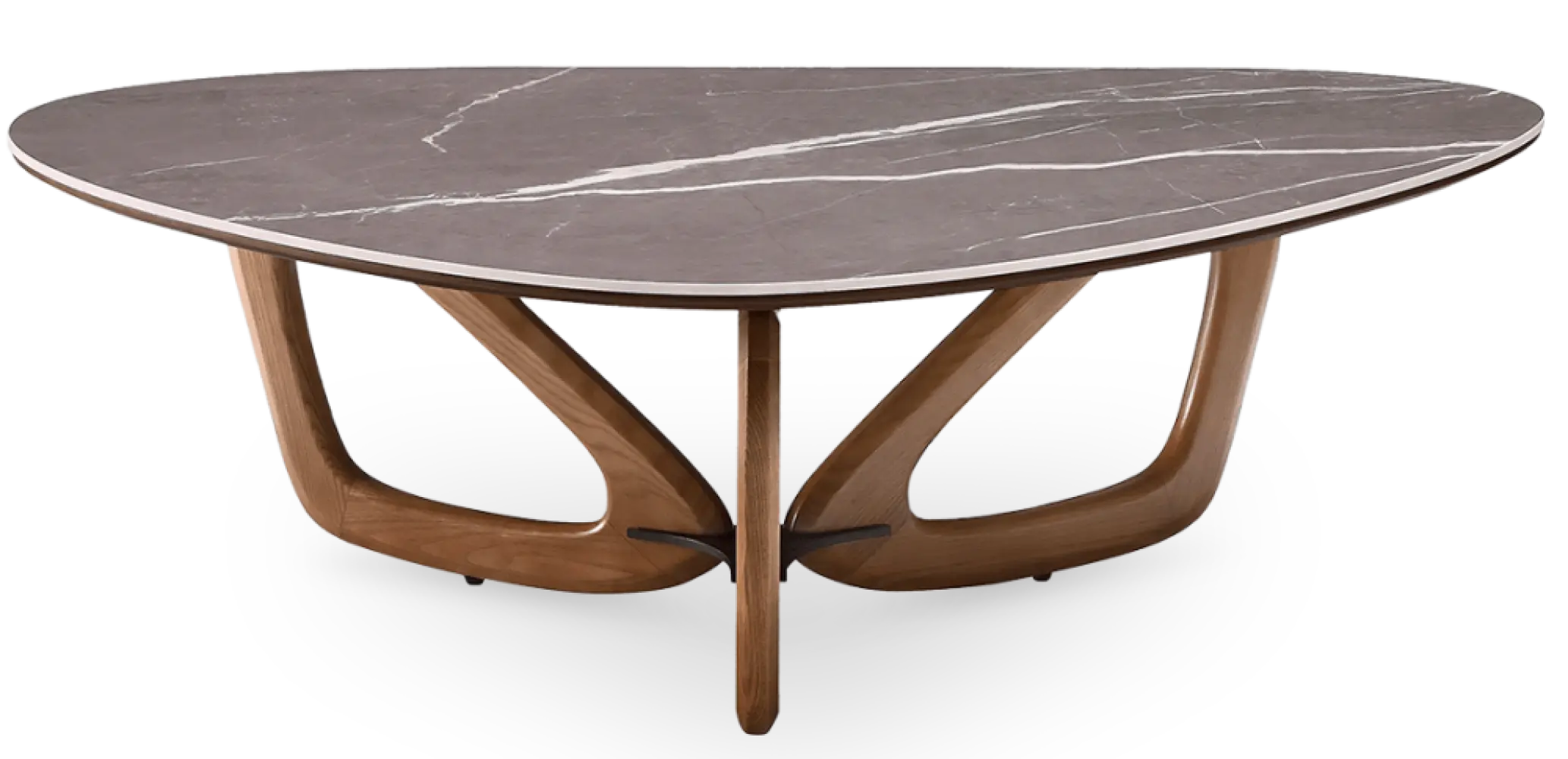 Japandi Salontafel Butterfly | Antraciet Keramiek | Walnoot Onderstel
