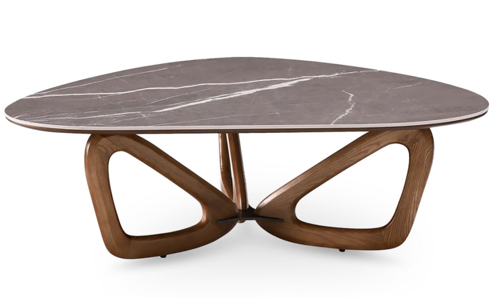 Japandi Salontafel Butterfly | Antraciet Keramiek | Walnoot Onderstel