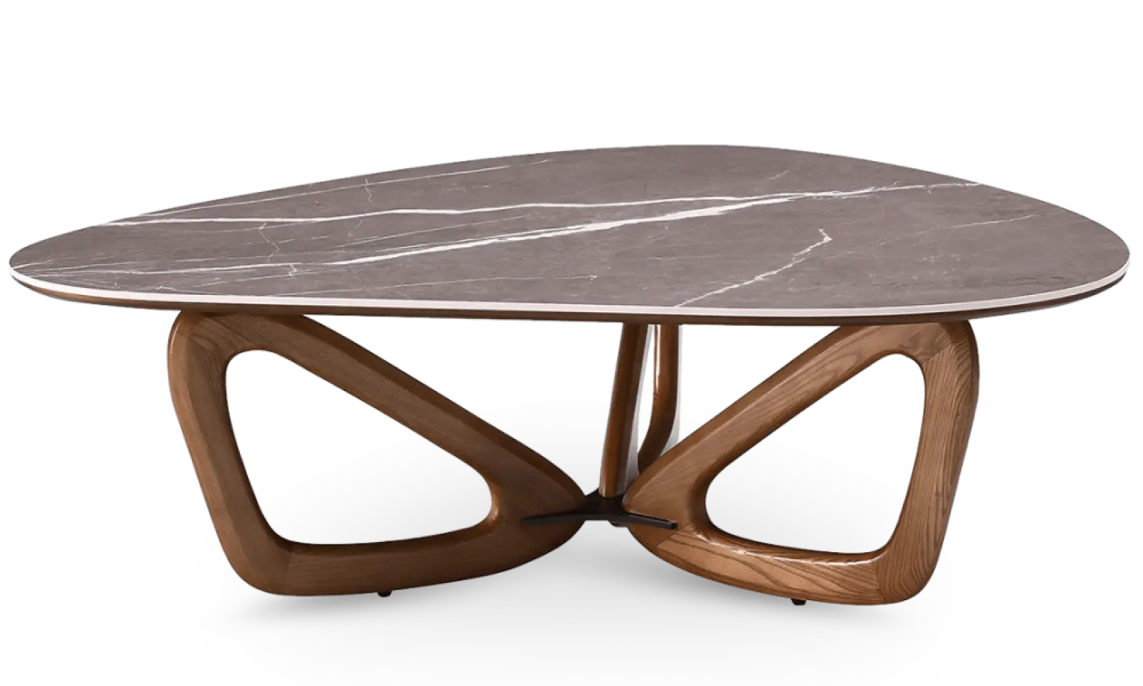 Japandi Salontafel Butterfly | Antraciet Keramiek | Walnoot Onderstel