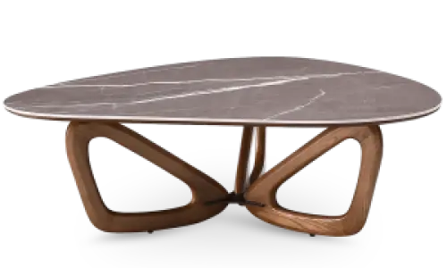 Japandi Salontafel Butterfly | Antraciet Keramiek | Walnoot Onderstel
