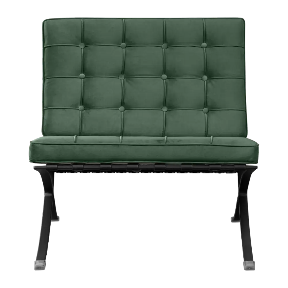 Barcelona Chair Groen Velvet | Zwart Frame