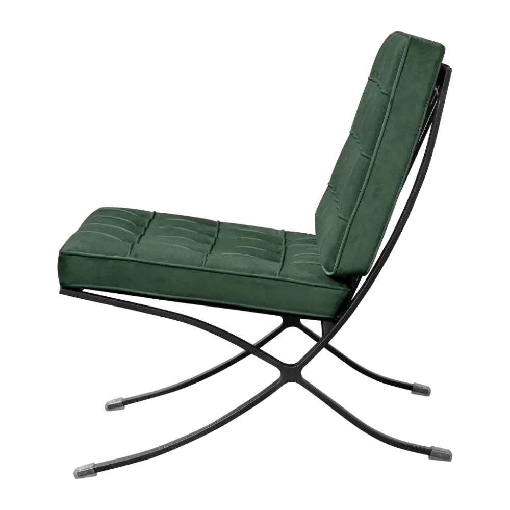 Barcelona Chair Groen Velvet | Zwart Frame