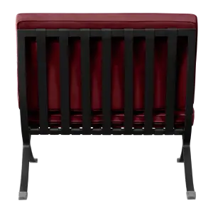 Barcelona Chair Rood Velvet Set | Inclusief Voetenbank | Zwart Frame