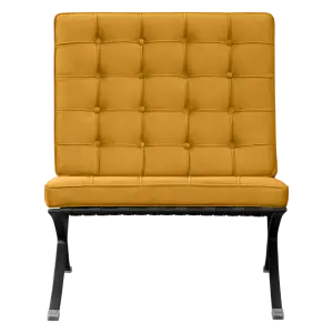 Barcelona Chair XL Oker Velvet Set | Inclusief Ottoman | Zwart Frame