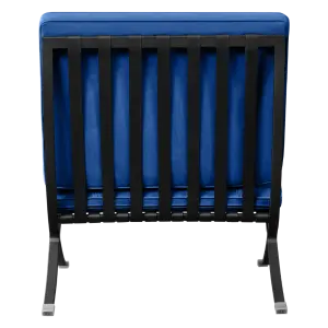 Barcelona Chair XL Blauw Velvet Set | Inclusief Voetenbank | Zwart Frame