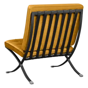 Barcelona Chair XL Oker Velvet Set | Inclusief Ottoman | Zwart Frame