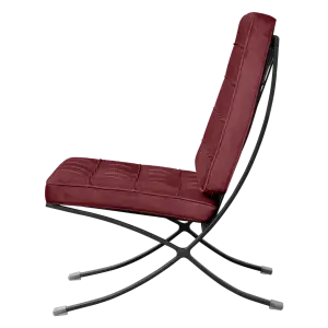 Barcelona Chair XL Rood Velvet Set | Inclusief Voetenbank | Zwart Frame
