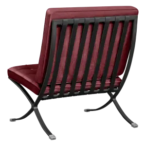 Barcelona Chair XL Rood Velvet Set | Inclusief Voetenbank | Zwart Frame