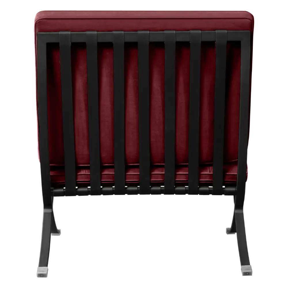 Barcelona Chair XL Rood Velvet Set | Inclusief Voetenbank | Zwart Frame