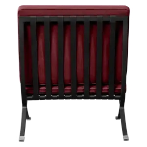 Barcelona Chair XL Rood Velvet Set | Inclusief Voetenbank | Zwart Frame