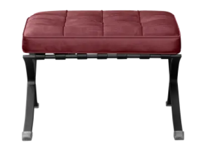 Barcelona Chair XL Rood Velvet Set | Inclusief Voetenbank | Zwart Frame