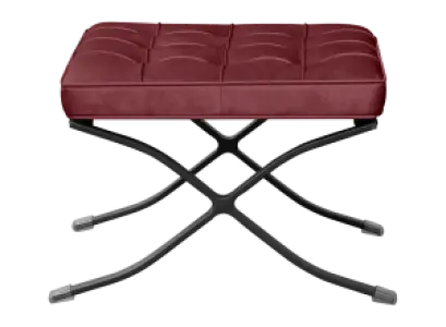 Barcelona Chair XL Rood Velvet Set | Inclusief Voetenbank | Zwart Frame