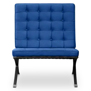 Paviljoen Chair XL Blauw Velvet Set | Inclusief Voetenbank | Zwart Frame