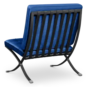 Paviljoen Chair XL Blauw Velvet Set | Inclusief Voetenbank | Zwart Frame