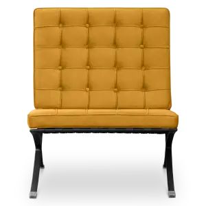 Paviljoen Chair XL Oker Velvet Set | Inclusief Voetenbank | Zwart Frame