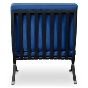 Paviljoen Chair XL Blauw Velvet Set | Inclusief Voetenbank | Zwart Frame