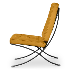 Paviljoen Chair XL Oker Velvet Set | Inclusief Voetenbank | Zwart Frame